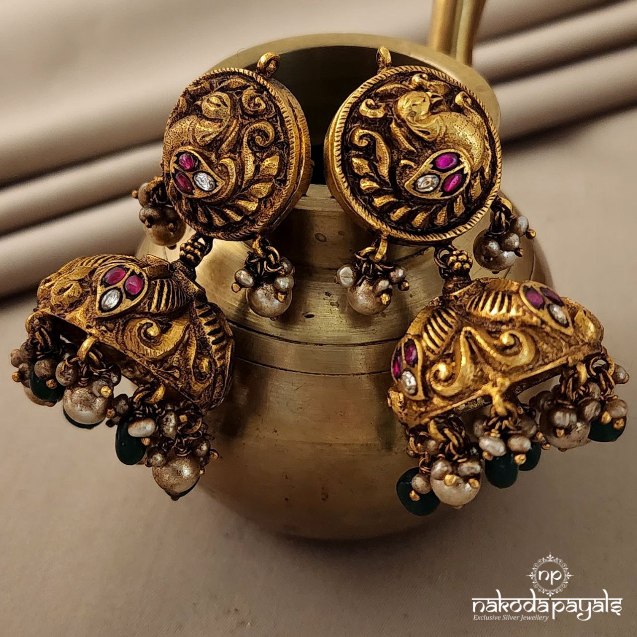 Peacock Kundan Jhumka (Ge4795)