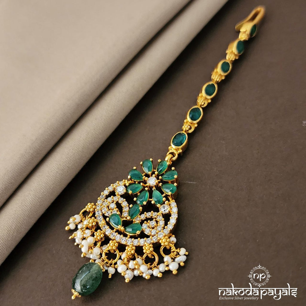 Glitzy Green Maang Tikka (GM0571)