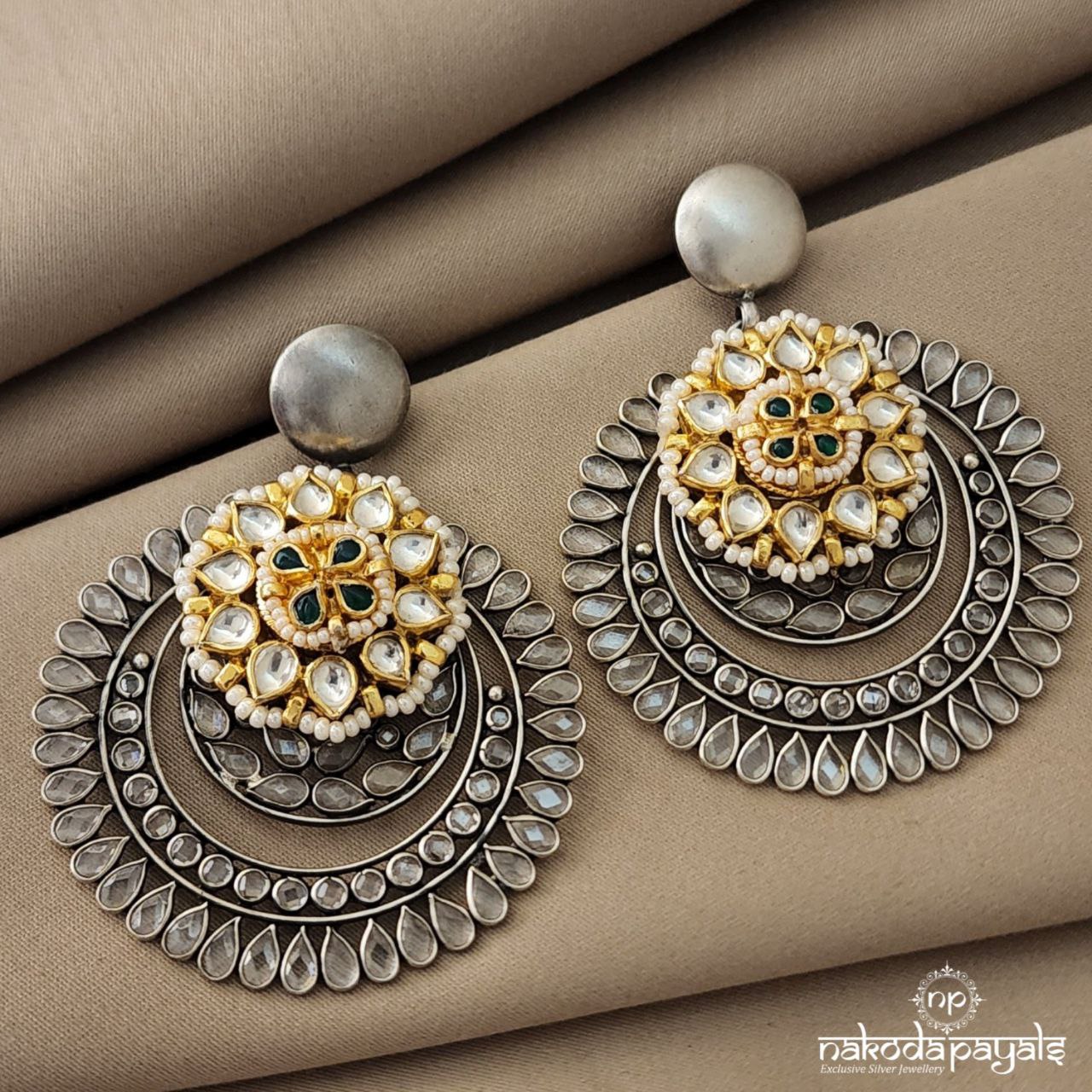 Multicoloured Polki Earrings Tikka Set With Beautiful White Jadau Tiny –  Amazel Designs