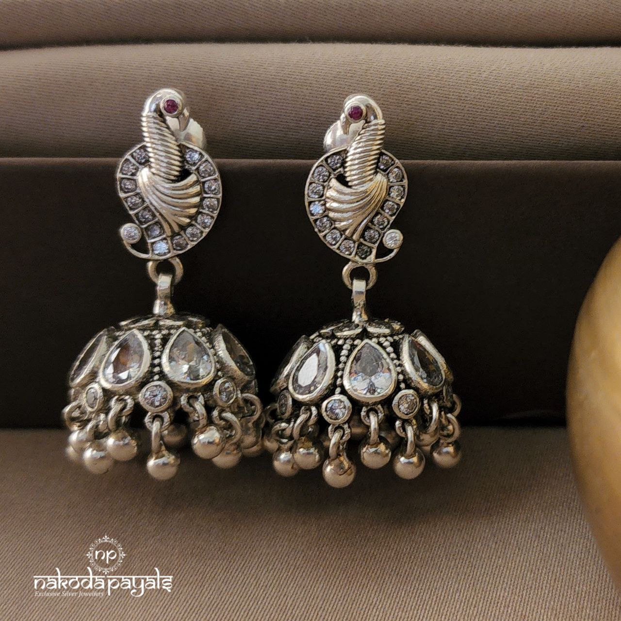 White Peacock Jhumka (J4570)