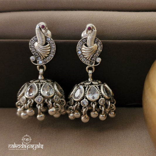 White Peacock Jhumka (J4570)