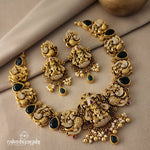 Emerald Green Lakshmi Neckpiece With Earrings (GN5383)