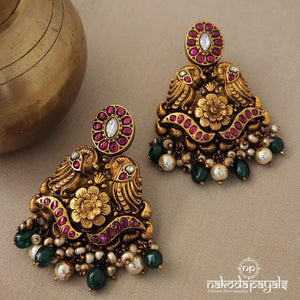 Oval Kundan Peacock Chandbali (Ge4903)