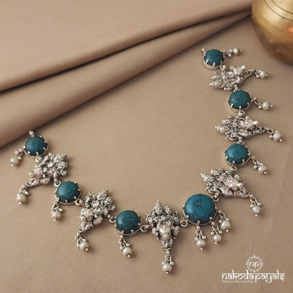 Shiva Parvathi Turquoise Neckpiece (N7300)