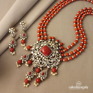 Coral Neckpiece With Earrings (GN5499)