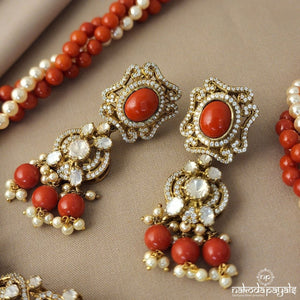 Peacock Coral Neckpiece With Earrings (GN5503)