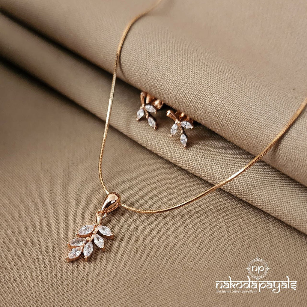 Leafy Pendant Set With Earrings (ST1365)