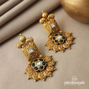 Green Flower Coined  Chandbali (Ge4998)