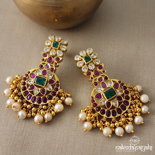 Colorful Cutstone Chandbali(Ge5132)