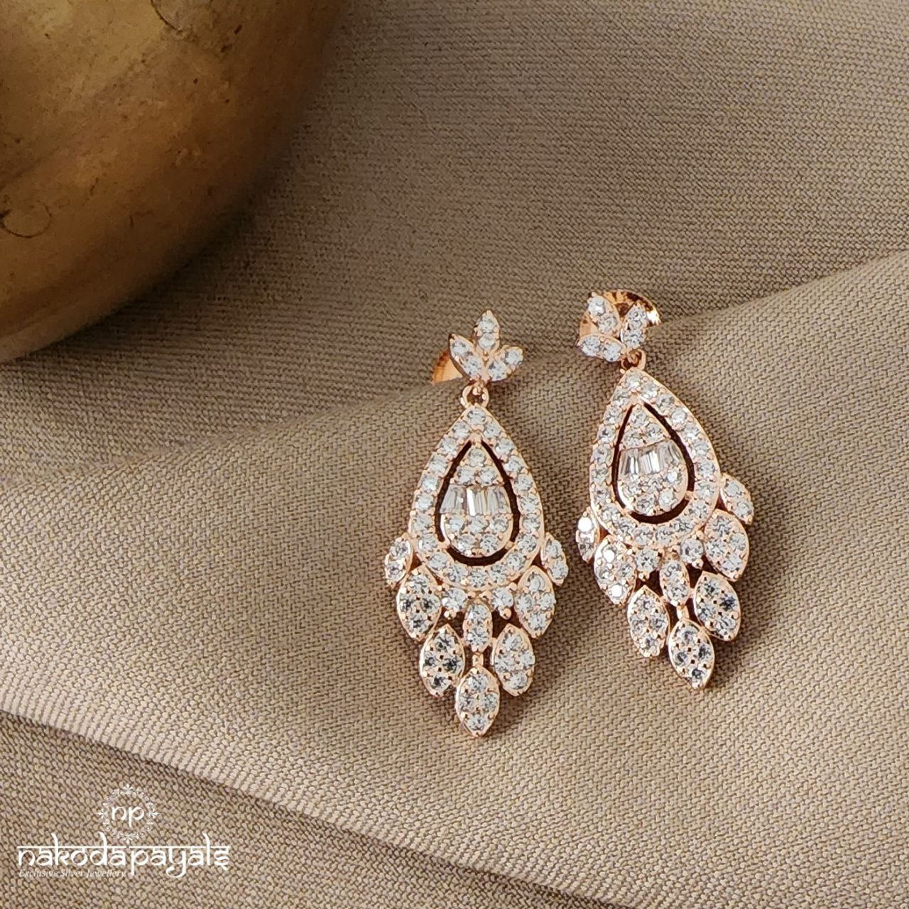 Priyaasi Elegant American Diamond Earrings for Women  Stylish  Trendy  Rose  GoldPlated 