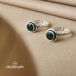 Green Cutstone Toerings Pair (T2694)