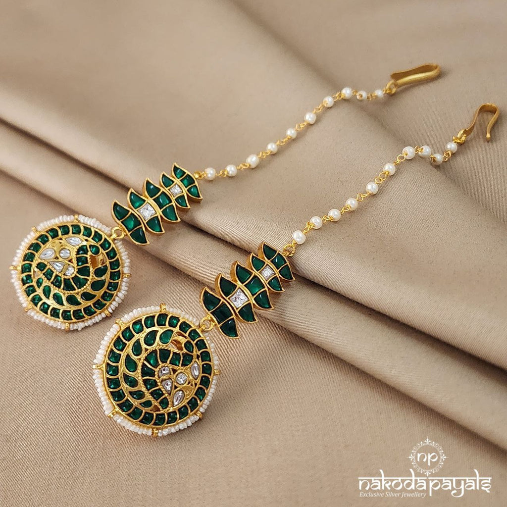 Green Peacock Studs With Maati (Ge5390)