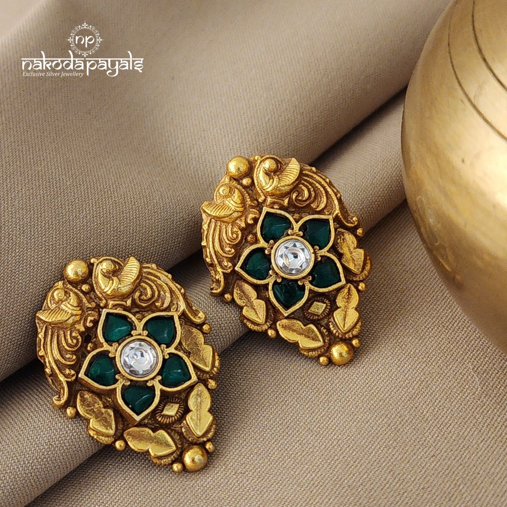 Antique Kundan Studs Green (GE5113)