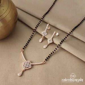 Square Rosegold Mangalsutra With Earrings (MS0319)