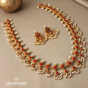 Coral Neckpiece With Earrings (GN5661)