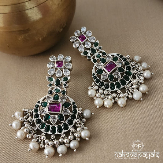 Floral Moon Green Chandbali (C7009)