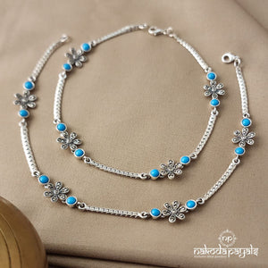 Turquoise Flower Anklets (A3728)
